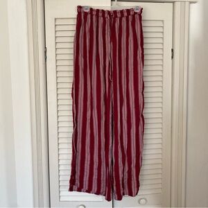 American Eagle Burgundy and White Striped Pants